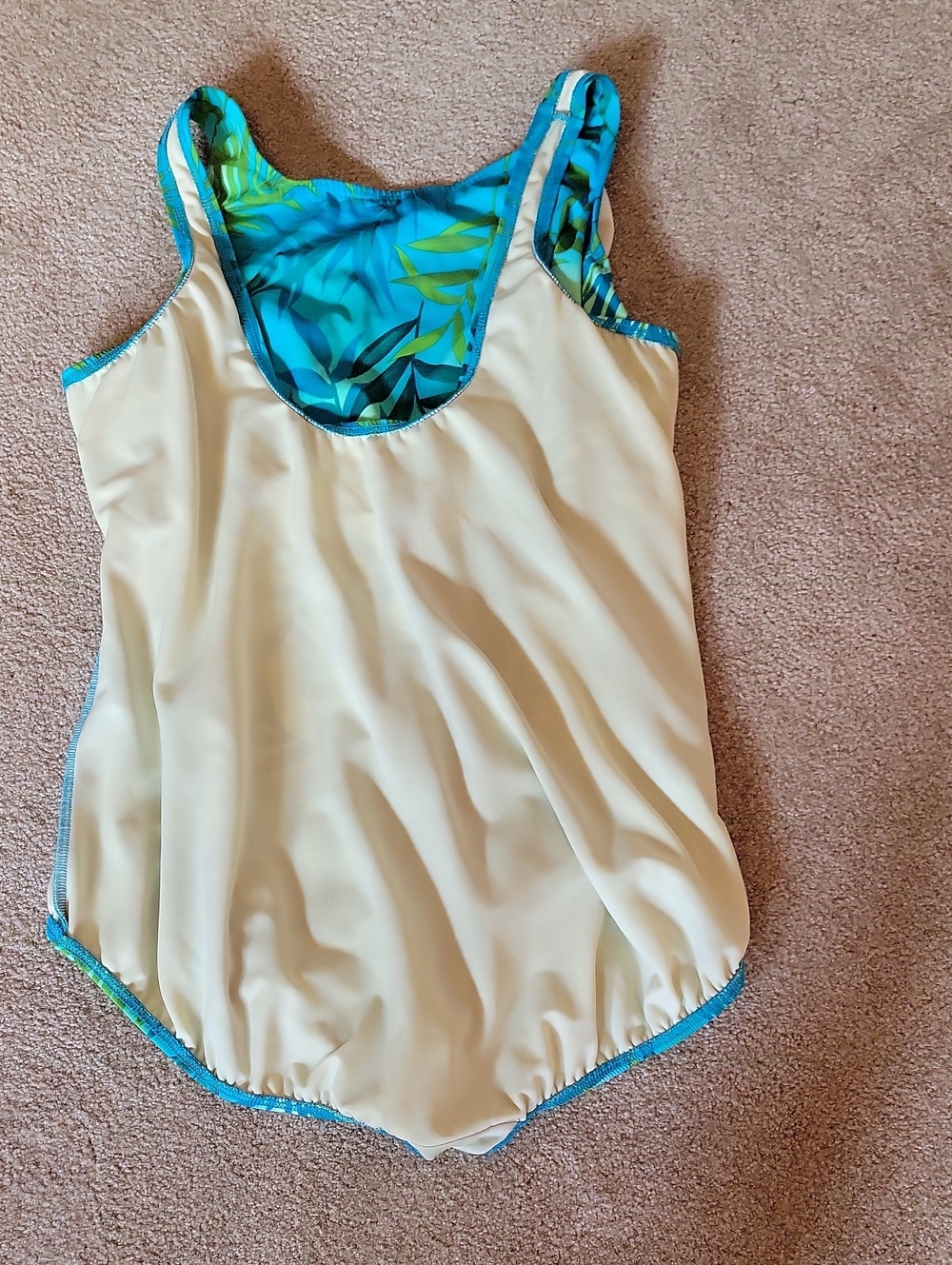 Lands' End Turquoise & Green Tropical Leaf 26W One-Piece Swimsuit - Picture 5 of 5